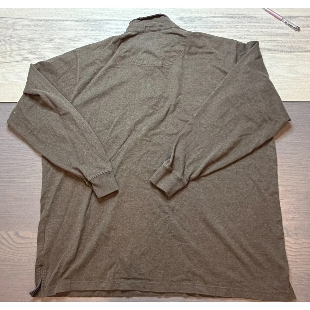 Land's End Sweater Mens XXL Quarter Zip Pullover Elbow Patch Gray Cotton‎